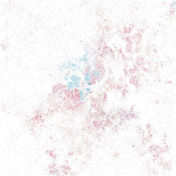 Race and ethnicity of US cities by Eric Fischer