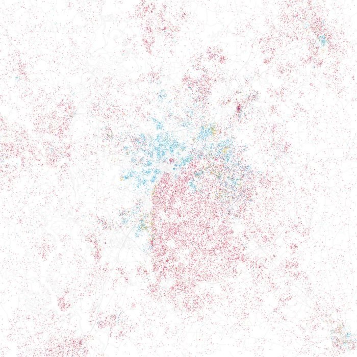 Race and ethnicity of US cities by Eric Fischer
