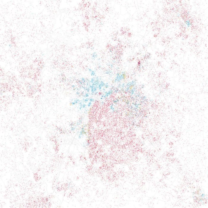 Race and ethnicity of US cities by Eric Fischer