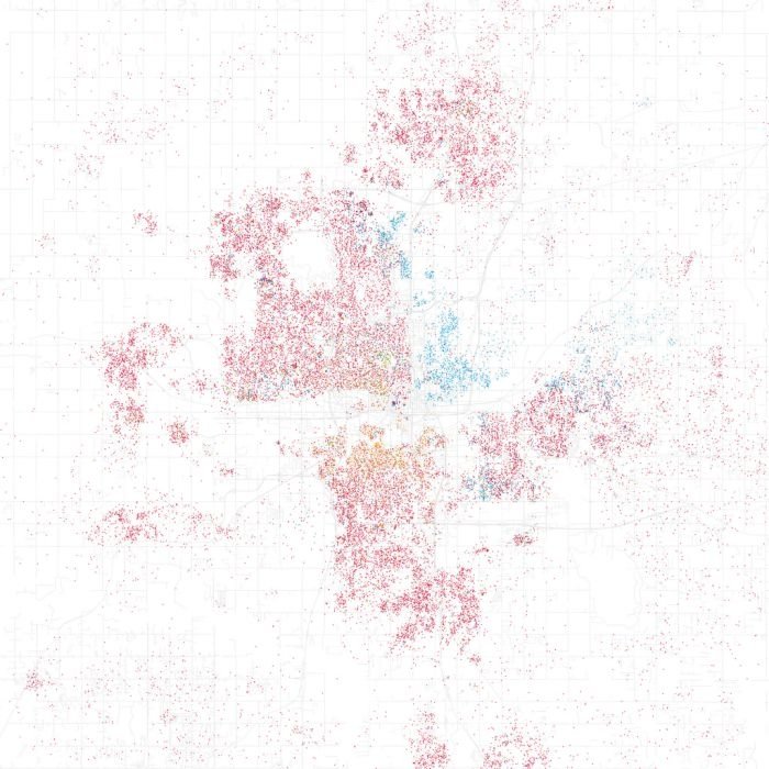 Race and ethnicity of US cities by Eric Fischer