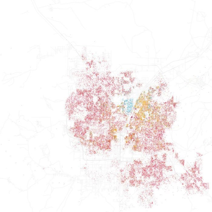 Race and ethnicity of US cities by Eric Fischer