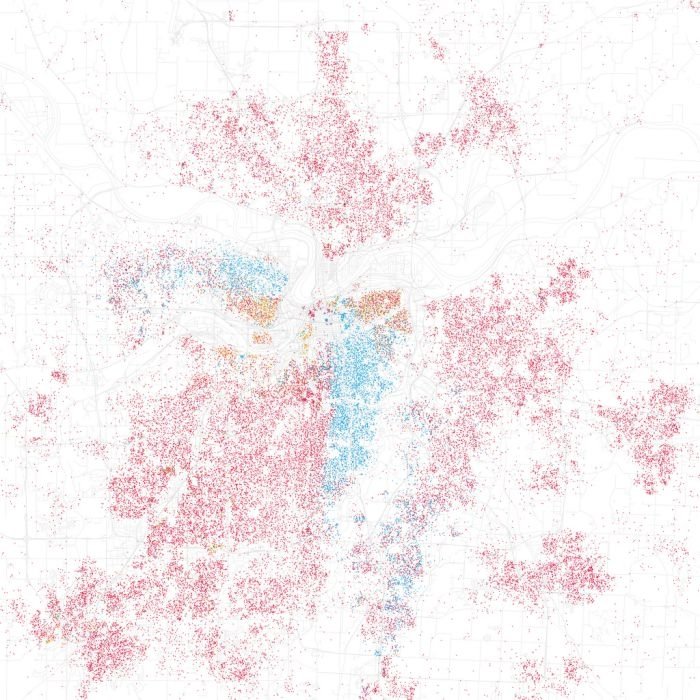 Race and ethnicity of US cities by Eric Fischer