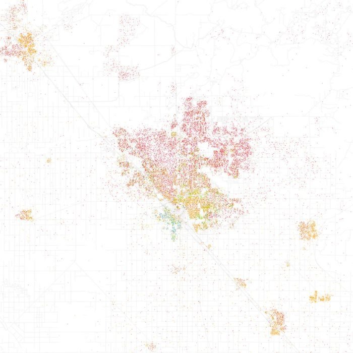 Race and ethnicity of US cities by Eric Fischer