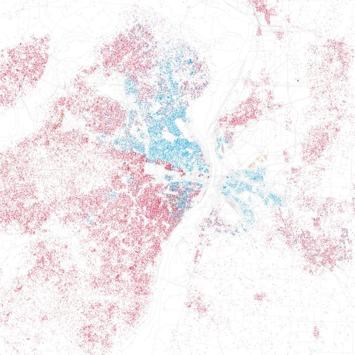 Race and ethnicity of US cities by Eric Fischer