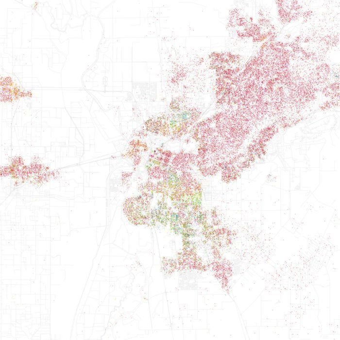 Race and ethnicity of US cities by Eric Fischer