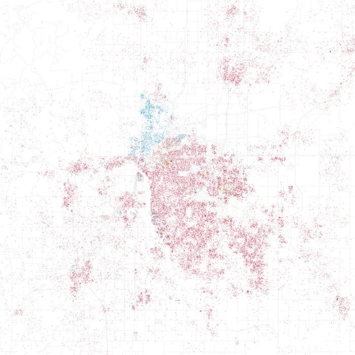 Race and ethnicity of US cities by Eric Fischer