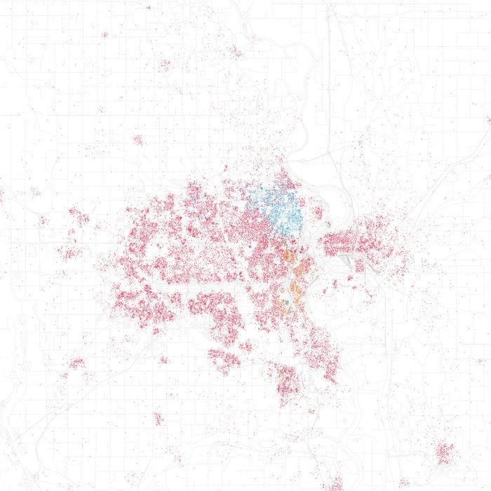 Race and ethnicity of US cities by Eric Fischer