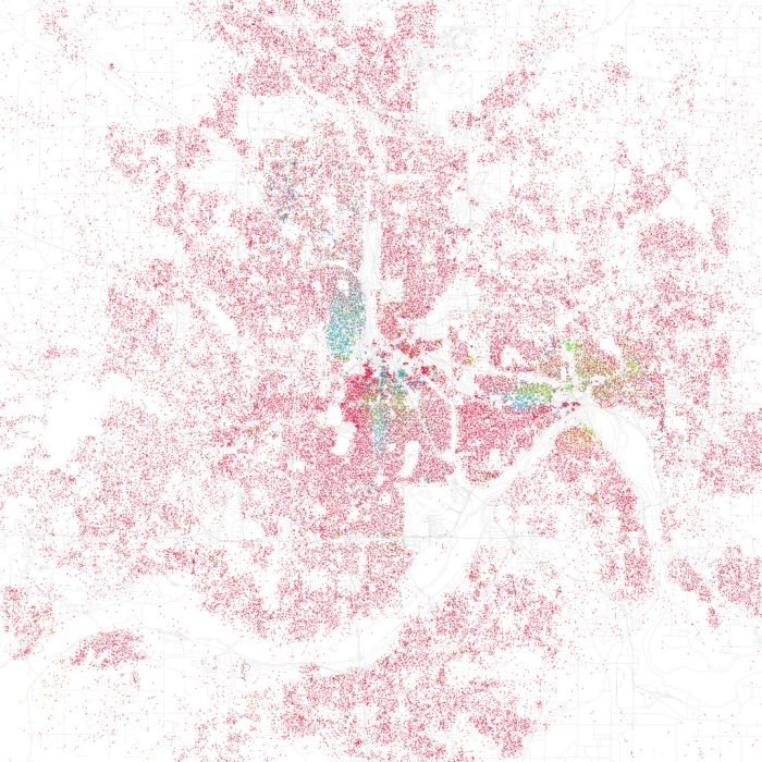 Race and ethnicity of US cities by Eric Fischer