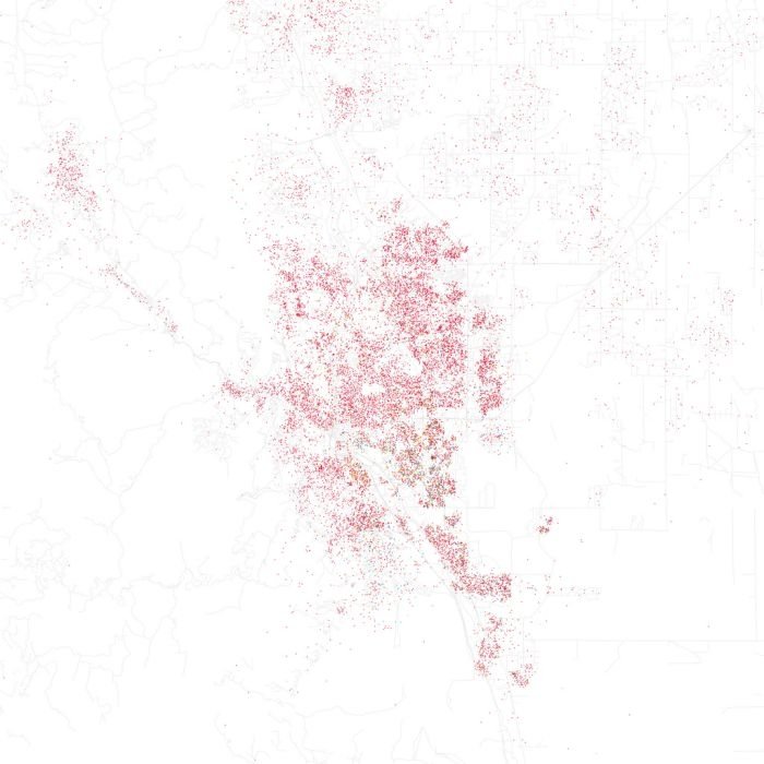 Race and ethnicity of US cities by Eric Fischer