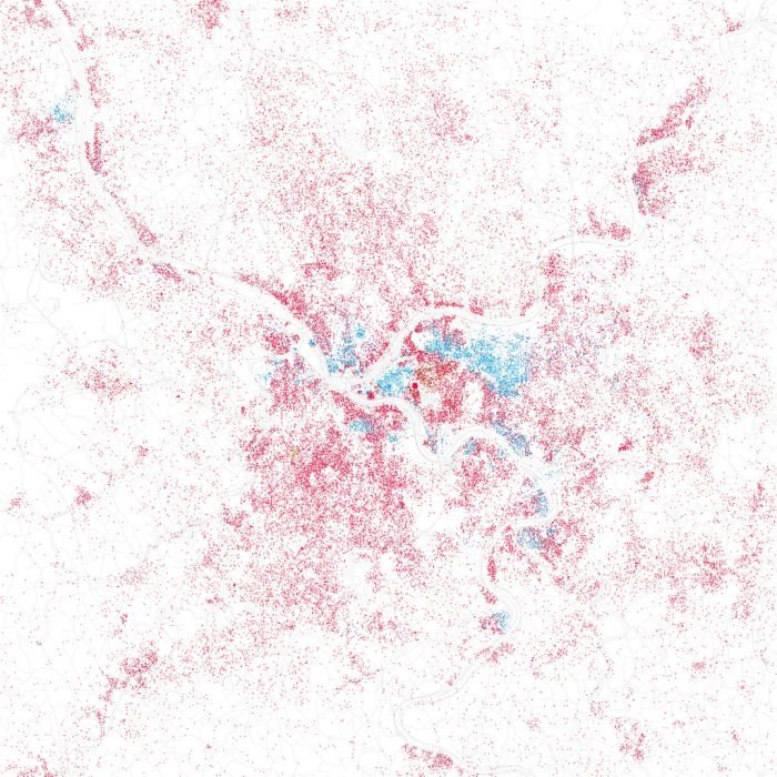 Race and ethnicity of US cities by Eric Fischer