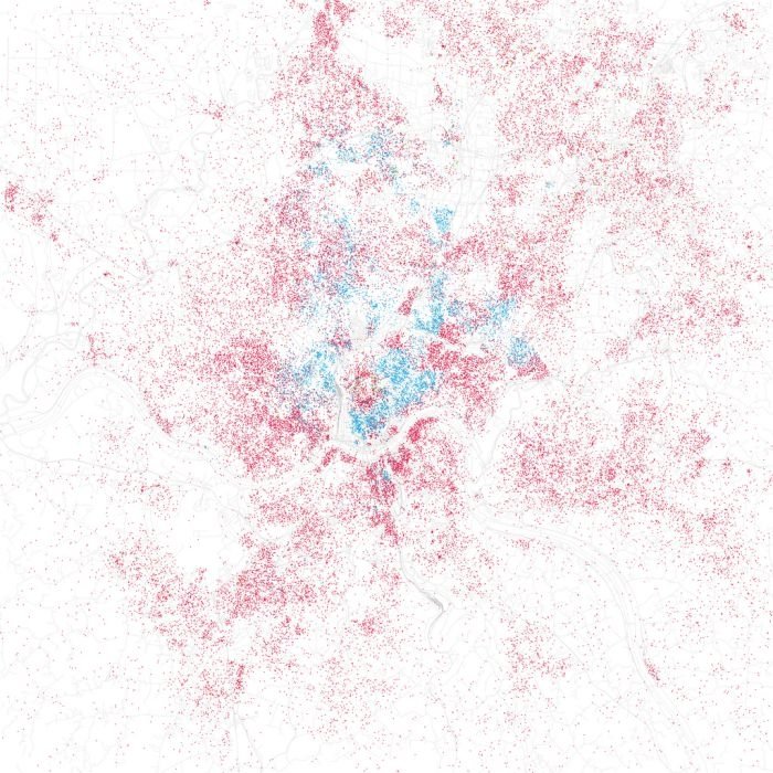 Race and ethnicity of US cities by Eric Fischer