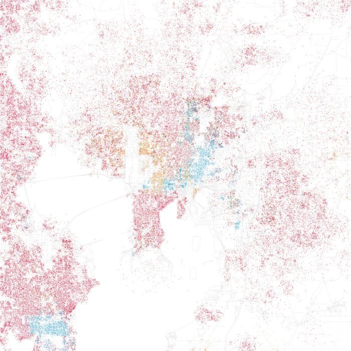 Race and ethnicity of US cities by Eric Fischer