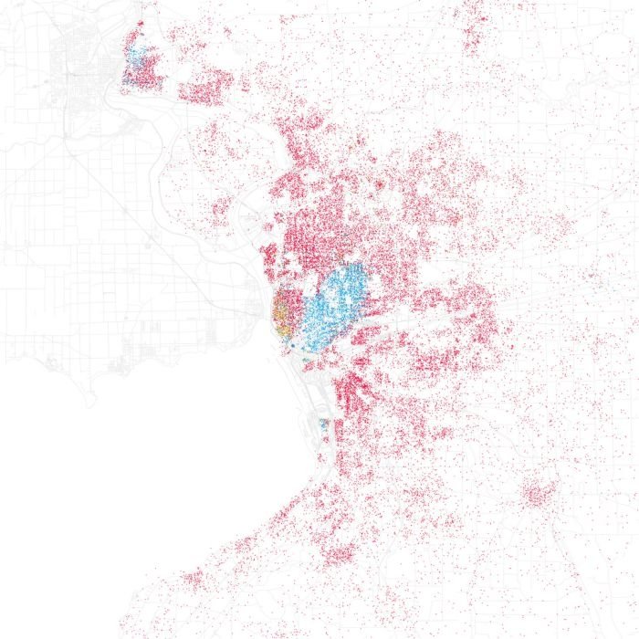 Race and ethnicity of US cities by Eric Fischer