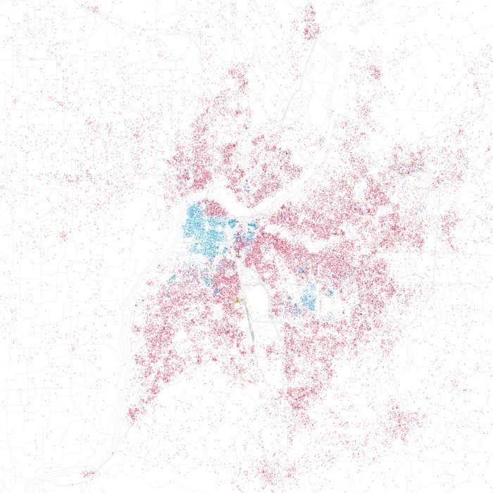 Race and ethnicity of US cities by Eric Fischer