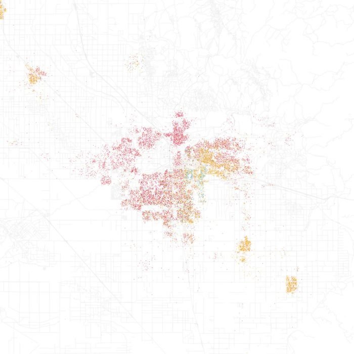 Race and ethnicity of US cities by Eric Fischer