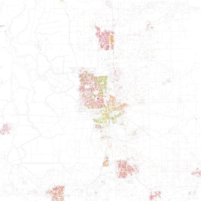 Race and ethnicity of US cities by Eric Fischer