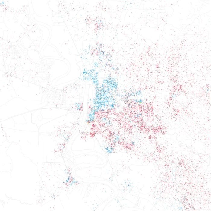 Race and ethnicity of US cities by Eric Fischer