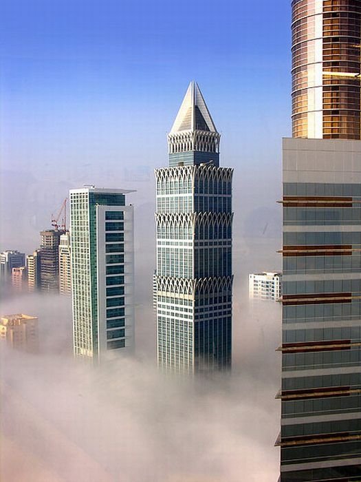 Dubai in the fog, United Arab Emirates