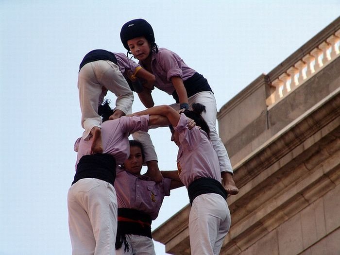 Castell, human tower, Catalonia, Spain