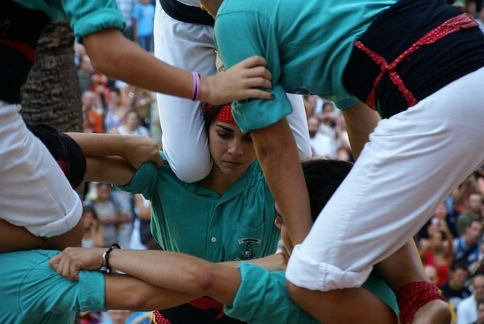 Castell, human tower, Catalonia, Spain