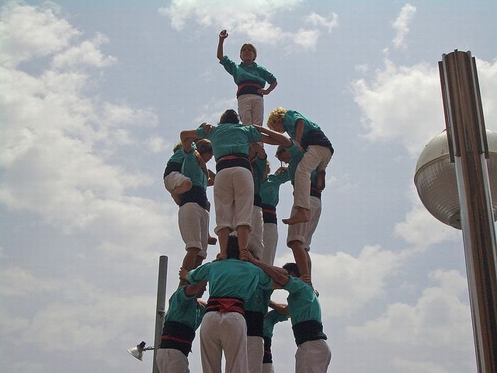 Castell, human tower, Catalonia, Spain