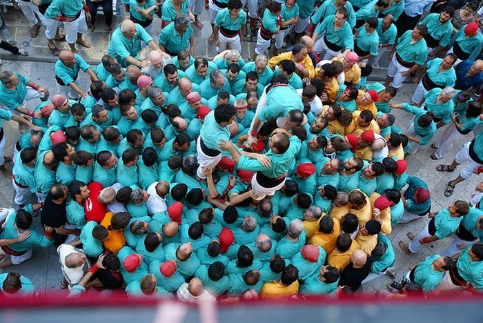 Castell, human tower, Catalonia, Spain