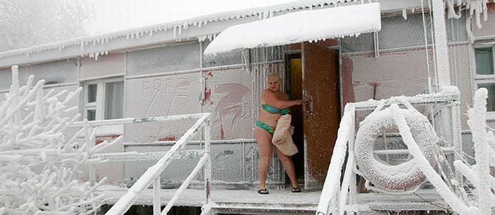 Winter swimming, Krasnoyarsk, Siberia