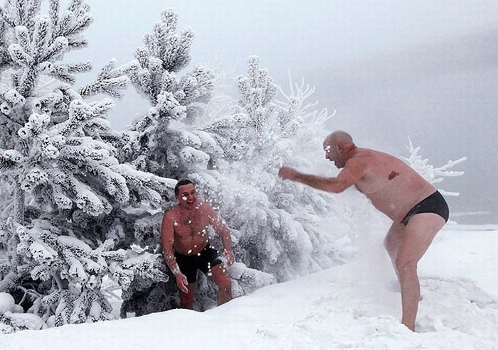 Winter swimming, Krasnoyarsk, Siberia