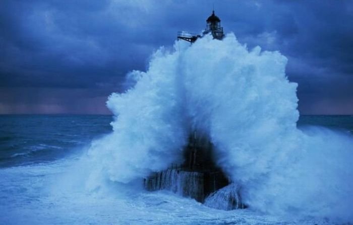 Lighthouse in the storm, France