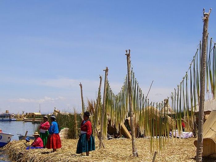 Uros people, floating islands of Lake Titicaca, Peru, Bolivia