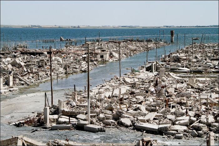 Pablo Novak, alone in the flooded town, Epecuen, Argentina