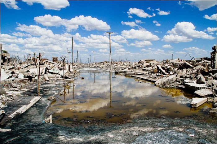 Pablo Novak, alone in the flooded town, Epecuen, Argentina