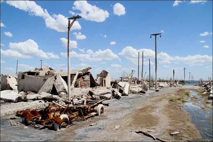 Pablo Novak, alone in the flooded town, Epecuen, Argentina