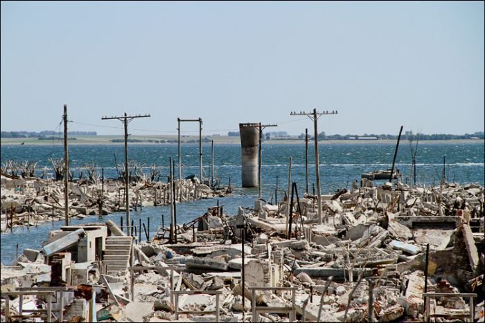 Pablo Novak, alone in the flooded town, Epecuen, Argentina