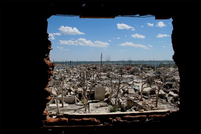 Pablo Novak, alone in the flooded town, Epecuen, Argentina