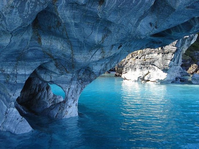 Marble caves, Lago General Carrera (Lago Buenos Aires), Patagonia, Chile, Argentina