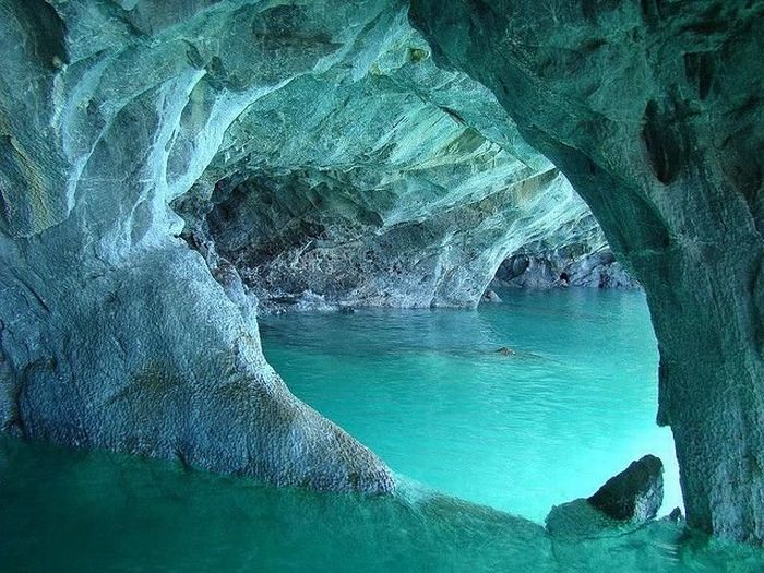 Marble caves, Lago General Carrera (Lago Buenos Aires), Patagonia, Chile, Argentina