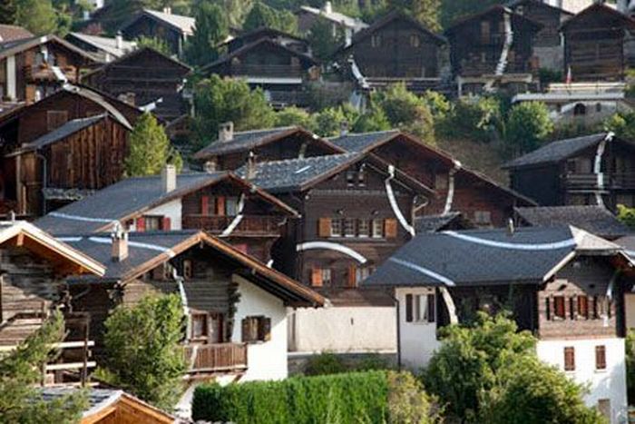 Illusion in small village, Alps