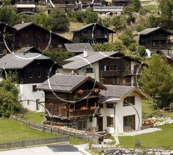 Illusion in small village, Alps