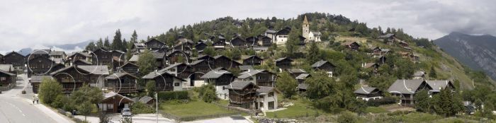 Illusion in small village, Alps