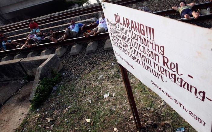 Railroad tracks therapy, Rawa Buaya, Jakarta, Indonesia