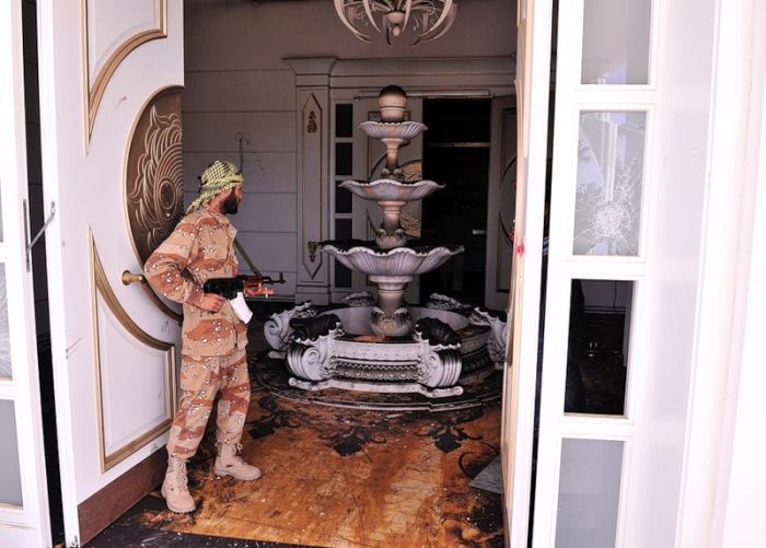 Rebels inside Muammar Muhammad al-Gaddafi villas, Libya