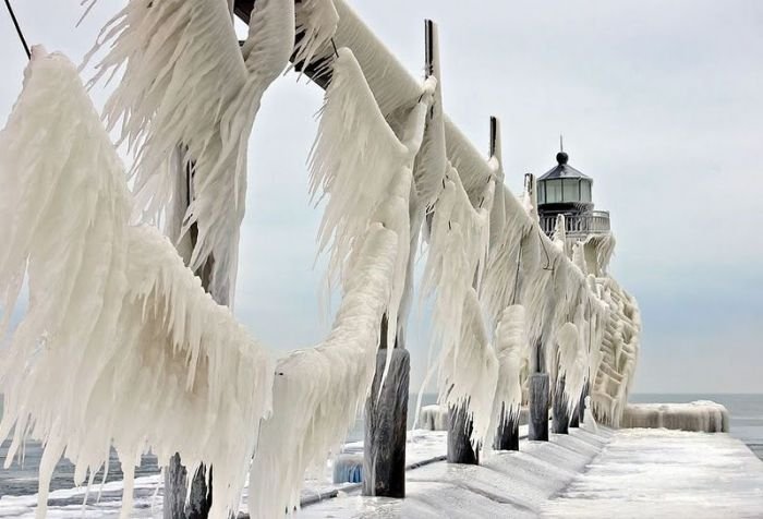 lighthouse in waves