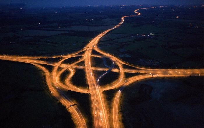 Bird's-eye view of London at night, United Kingdom