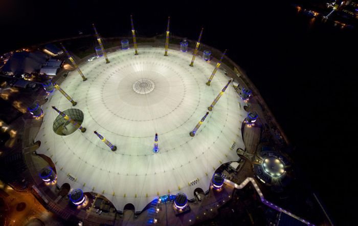 Bird's-eye view of London at night, United Kingdom