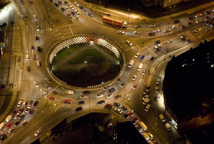 Bird's-eye view of London at night, United Kingdom