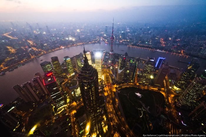 Bird's eye view of Shanghai, China