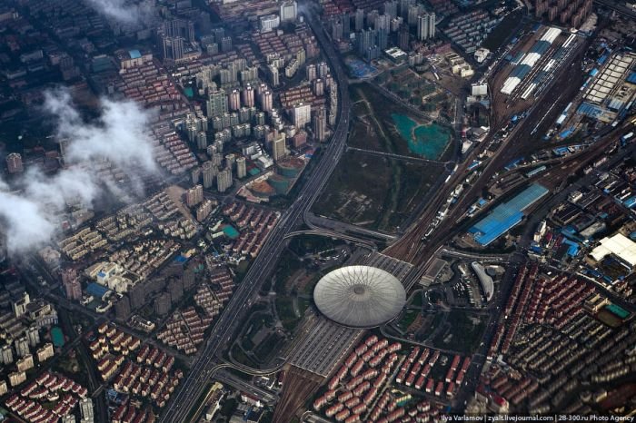 Bird's eye view of Shanghai, China