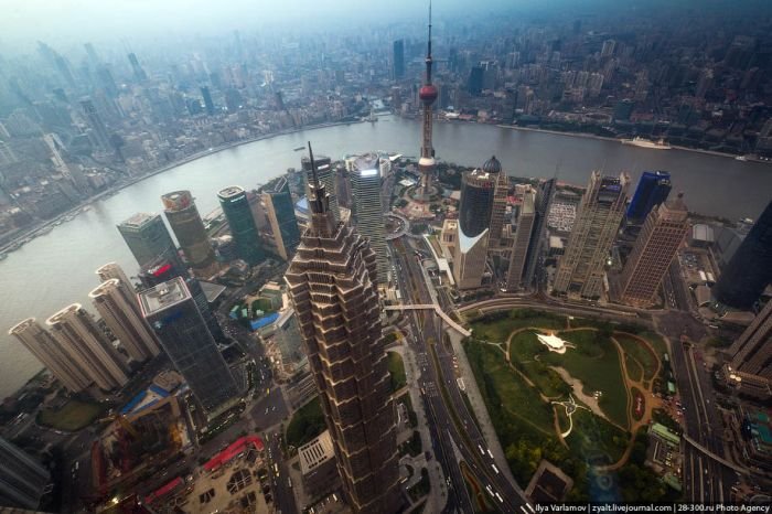 Bird's eye view of Shanghai, China