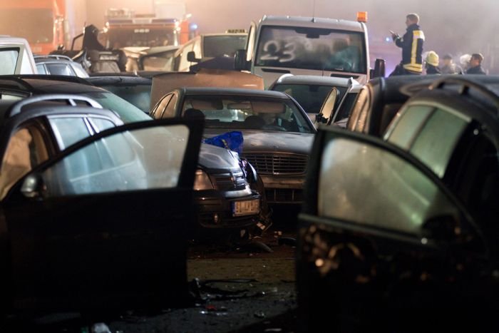 52-vehicle pile-up on a highway A31, Emsland Autobahn, Germany